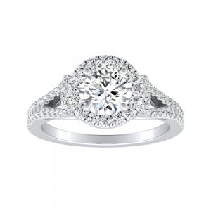 1.00 ct. Center Round Lab Grown Diamond Halo Engagement Ring in 14K White Gold