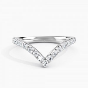 Chevron V Lab Grown Diamond Wedding Ring in 14K White Gold