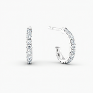 Pave Petite Open J Hoop Lab Grown Diamond Earrings 0.50 Ct. tw. 14K White Gold