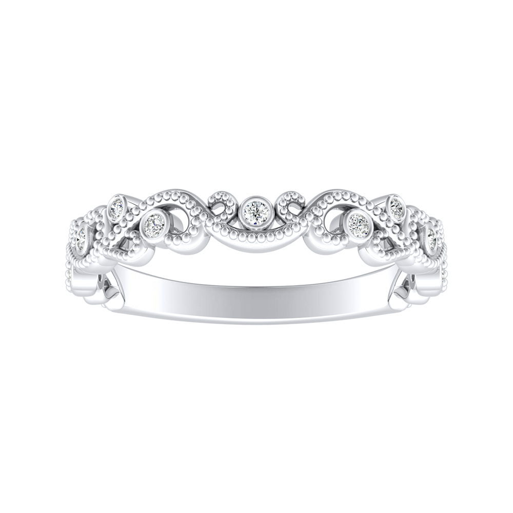 Floral Milgrain Lab Grown Diamond Wedding Ring in 14K White Gold - AST ...